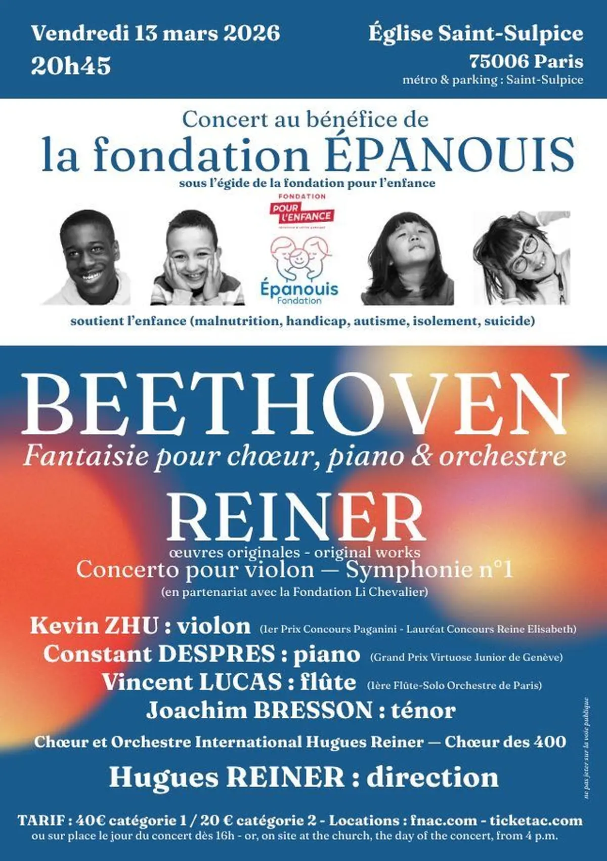 Concert au bénéfice de la Fondation Epanouis à l'Eglise Saint Sulpice