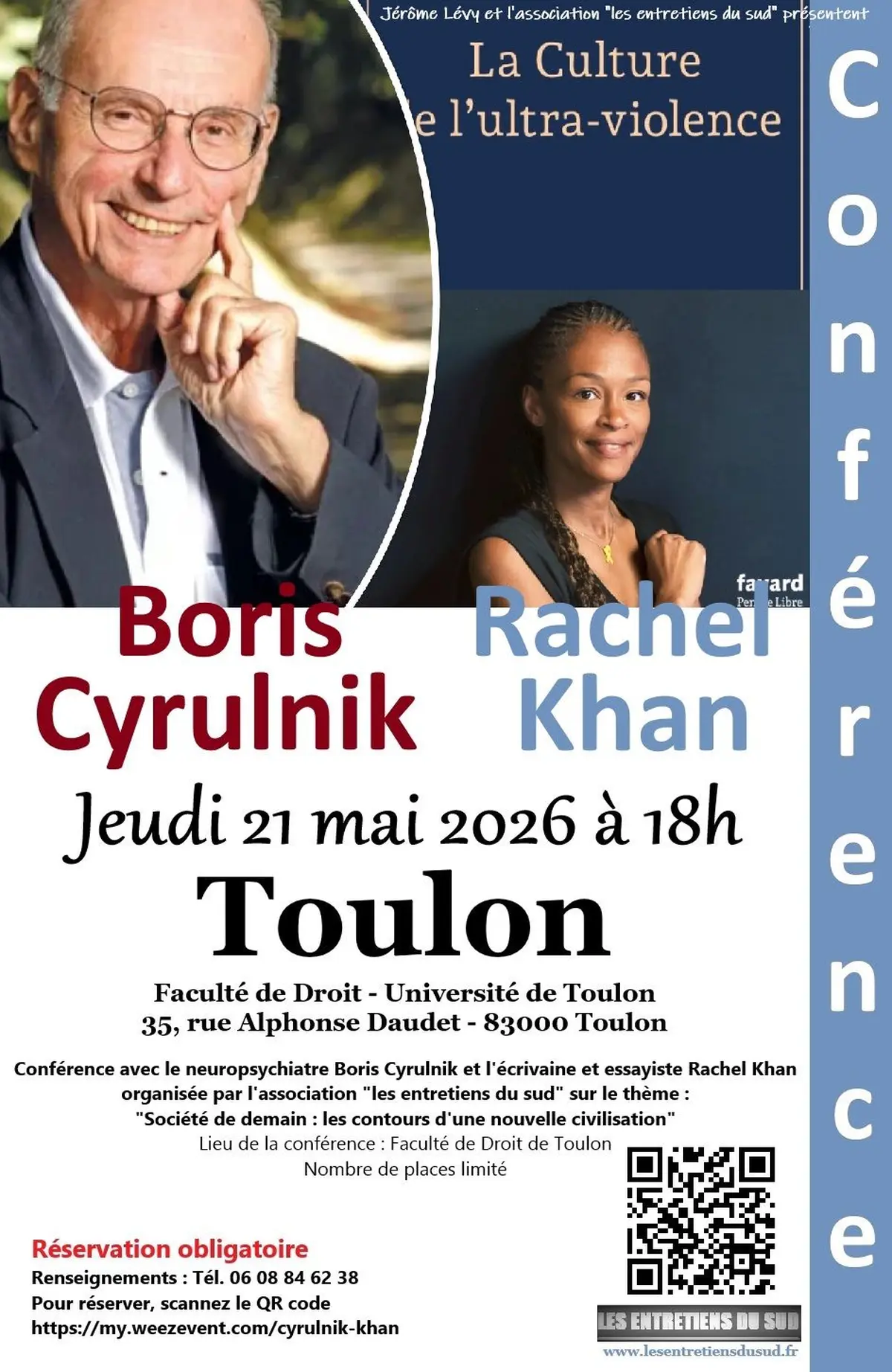 Conférence Boris Cyrulnik - Rachel Khan - Toulon - 21 mai 2026