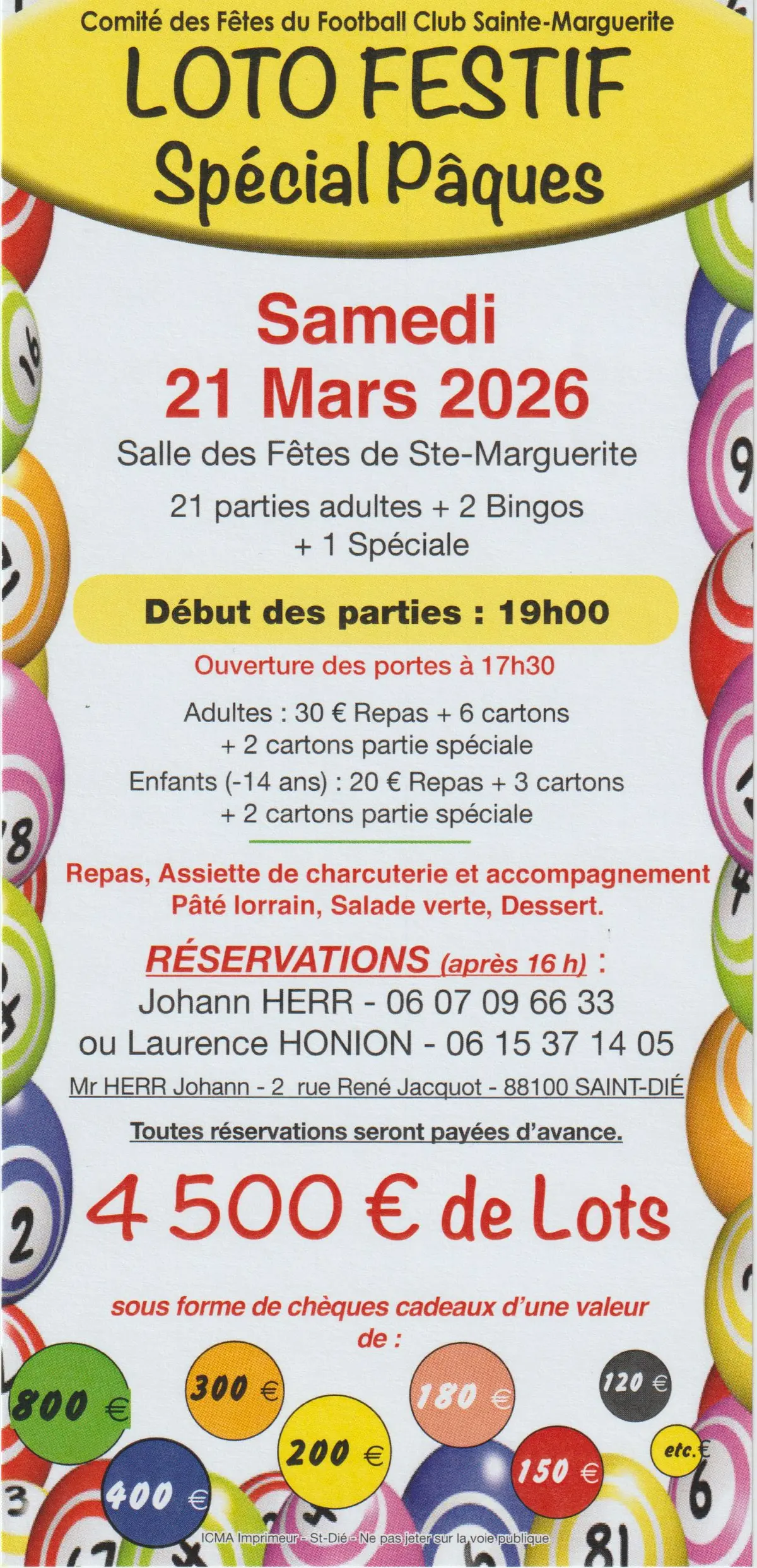 Loto festif spécial Pâques - FC Sainte-Marguerite
