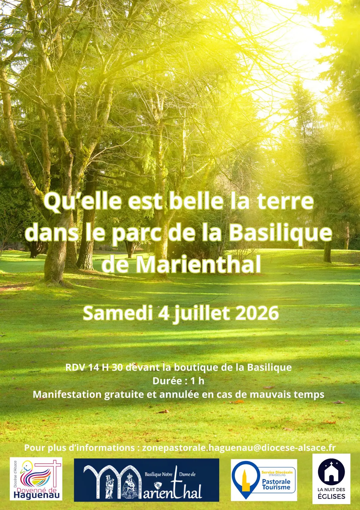 Nuit des églises dans le parc de la Basilique Notre-Dame de Marienthal