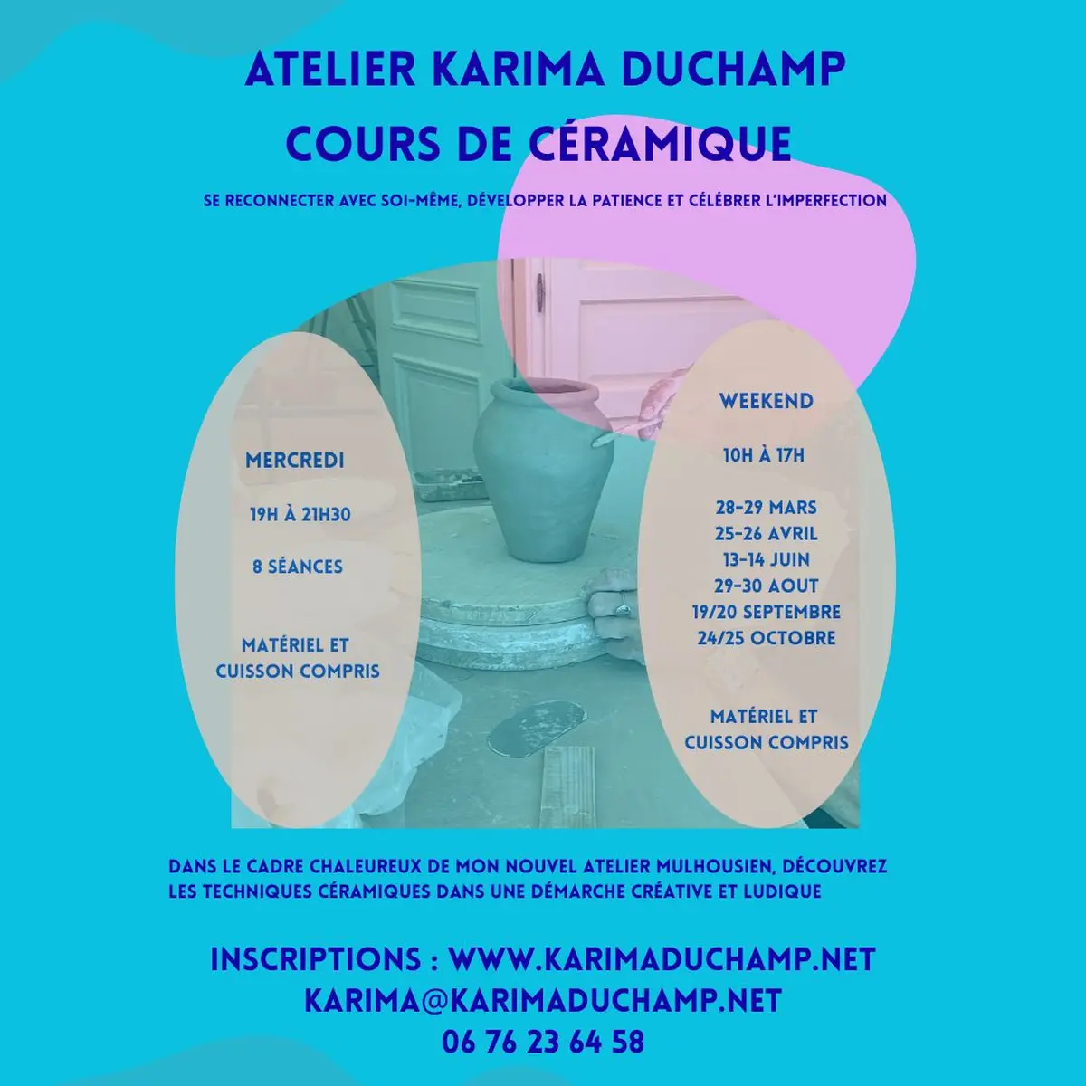 Cours et stages de céramique dans l'atelier de Karima Duchamp 