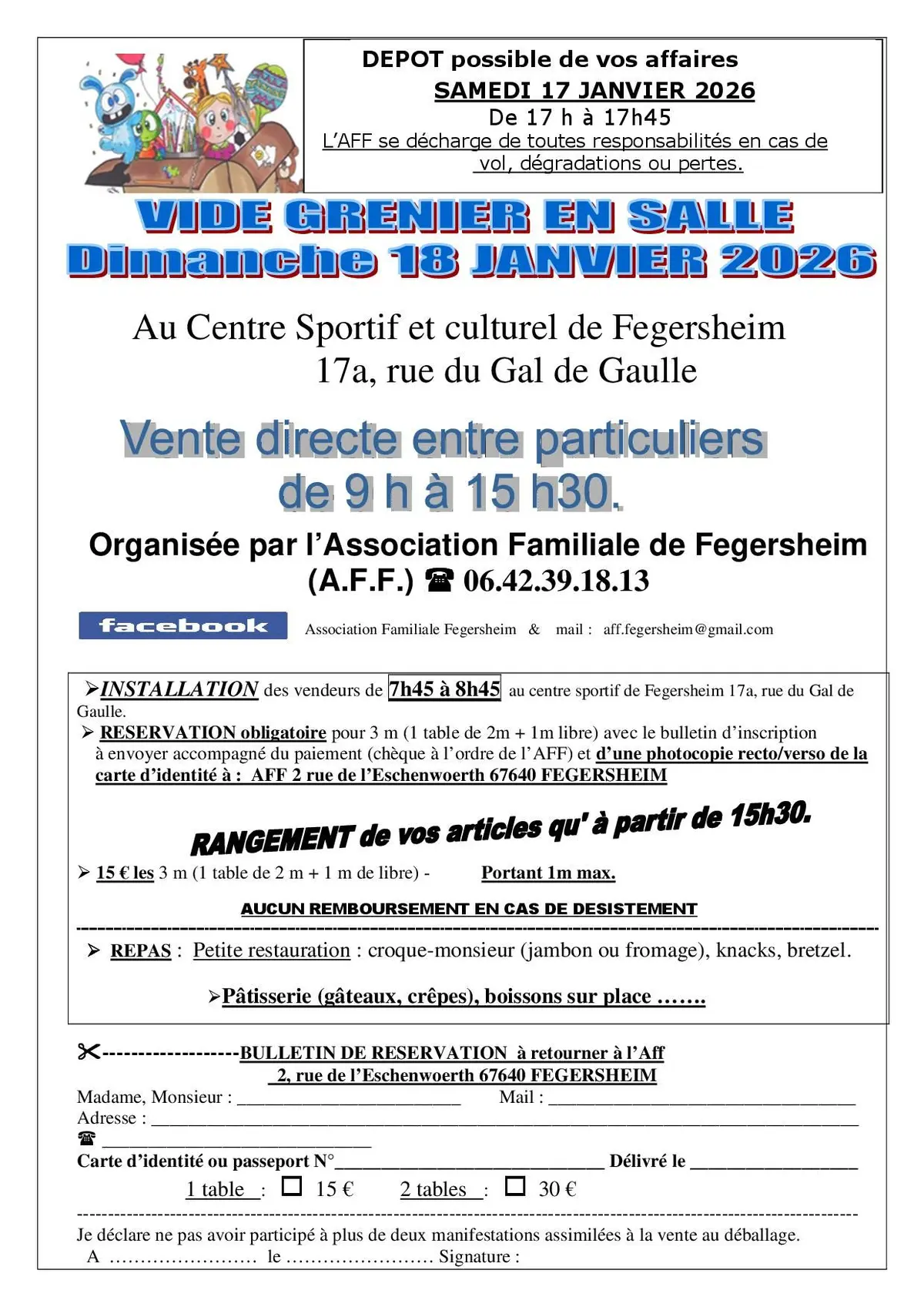 Vide grenier en salle