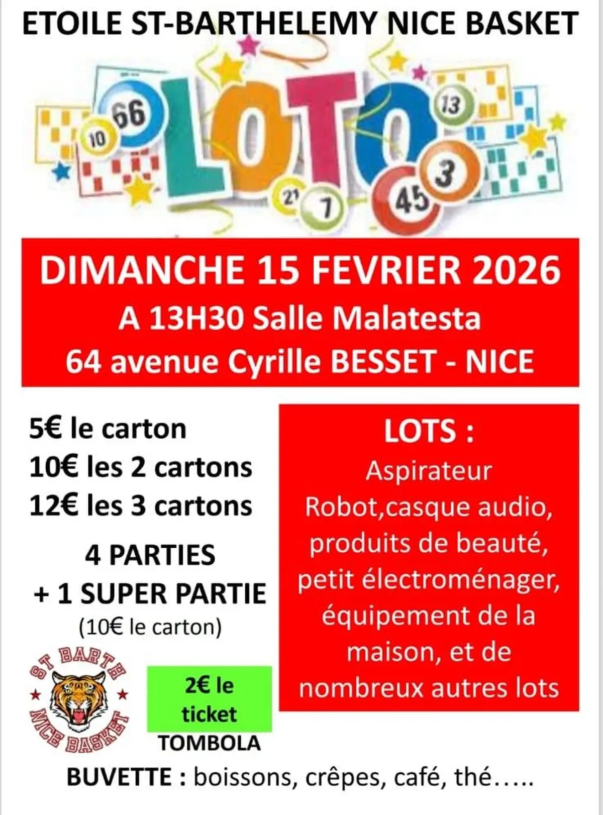 Loto de l'Etoile St-Barthélémy Nice Basket