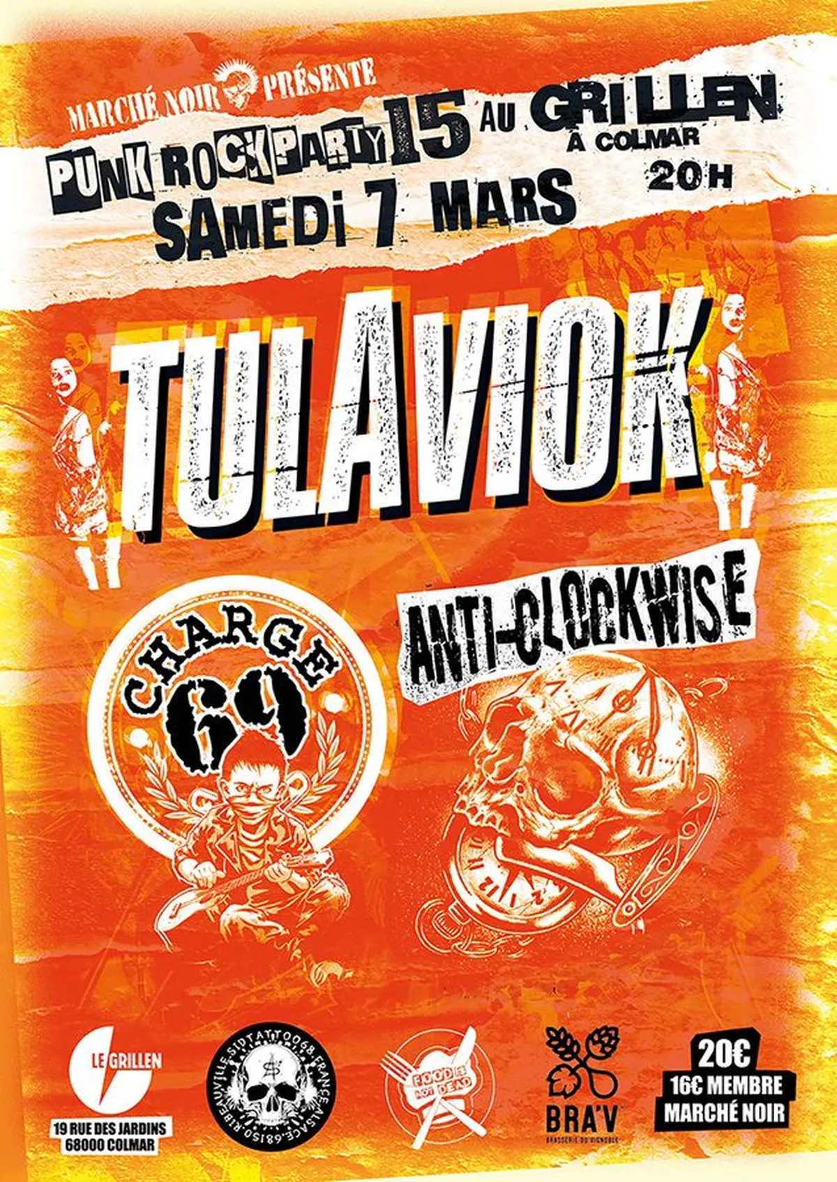 Punk rock Party 15 au Grillen de Colmar : Tulaviok, Charge69 et Anti-Clockwise