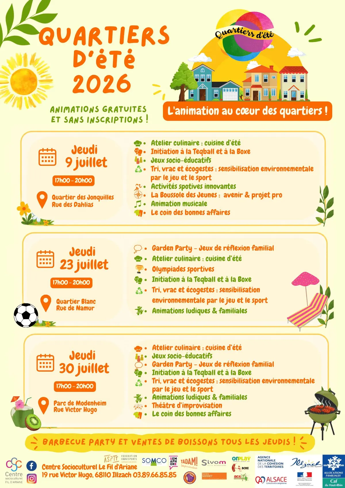 Quartiers d'été 2026