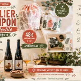 Atelier tampon sur textile plus apéro 