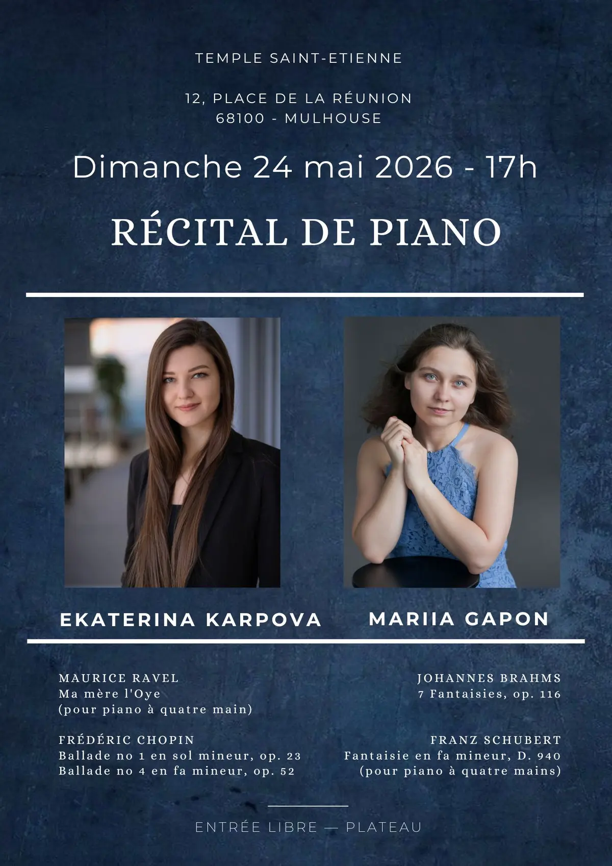 Concert - Avec Ekaterina Karpova et Mariia Gapon Ravel (Récital de piano)