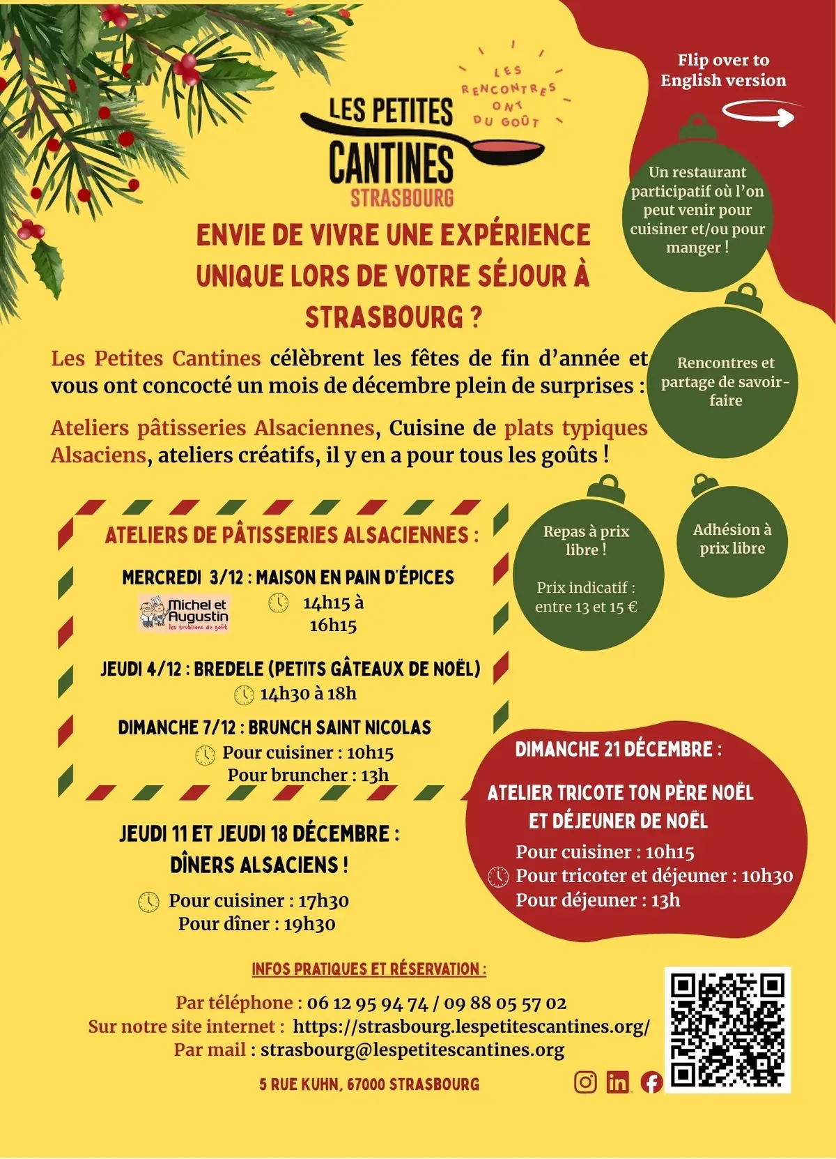 Atelier tricote ton père Noël et/ou déjeuner de Noël aux Petites Cantines !