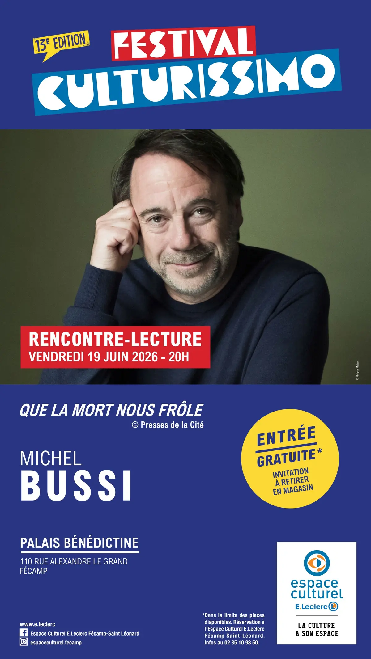 Festival Culturissimo - Rencontre/lecture de Michel Bussi
