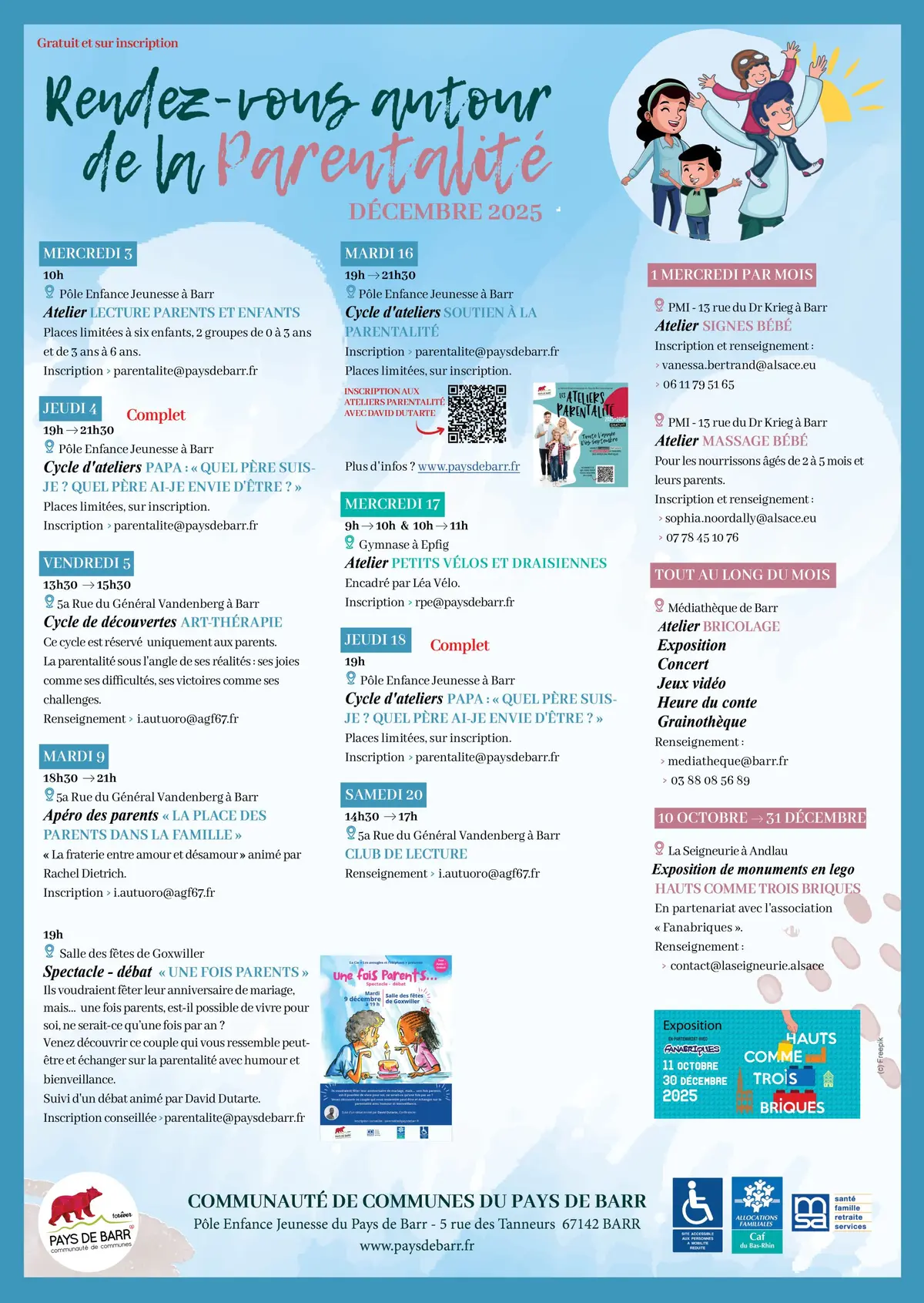 Les rendez-vous autour de la parentalité - Décembre 2025