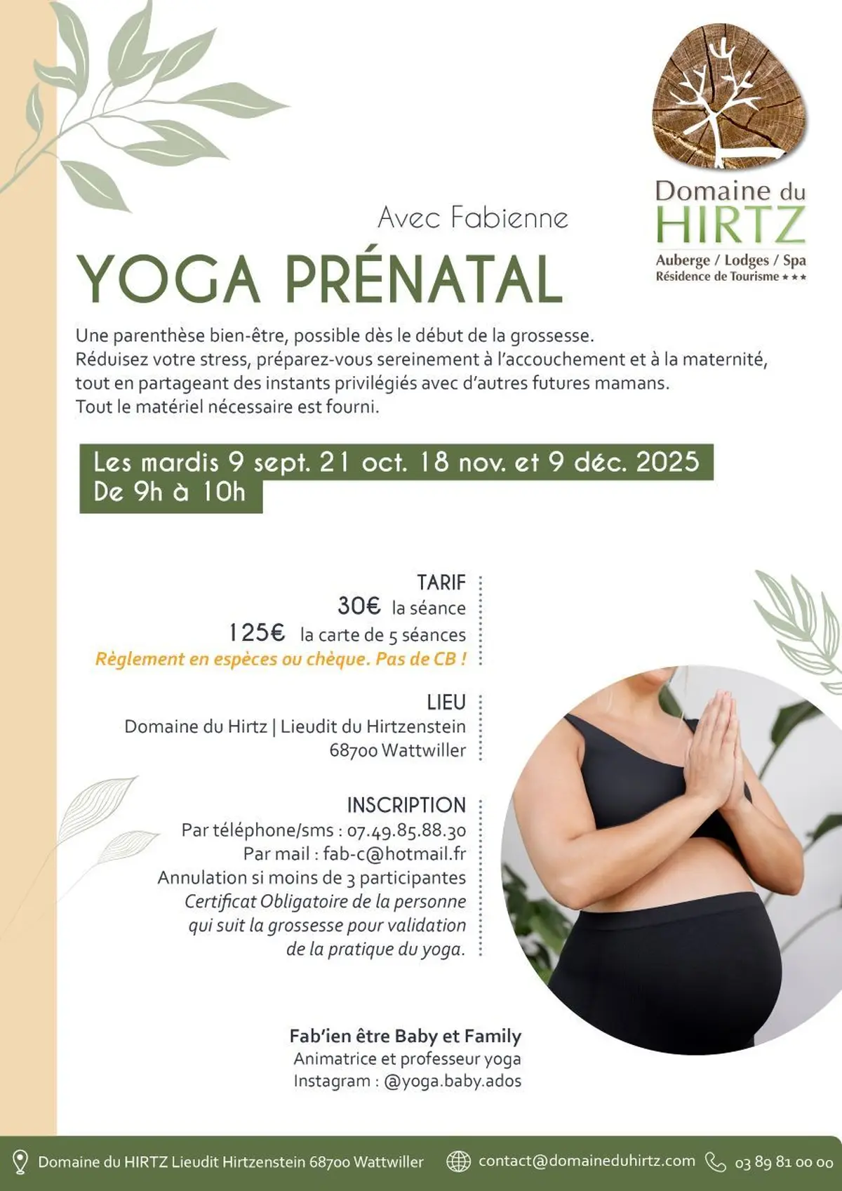 Yoga prénatal : détente et préparation à la maternité au Domaine du HIRTZ