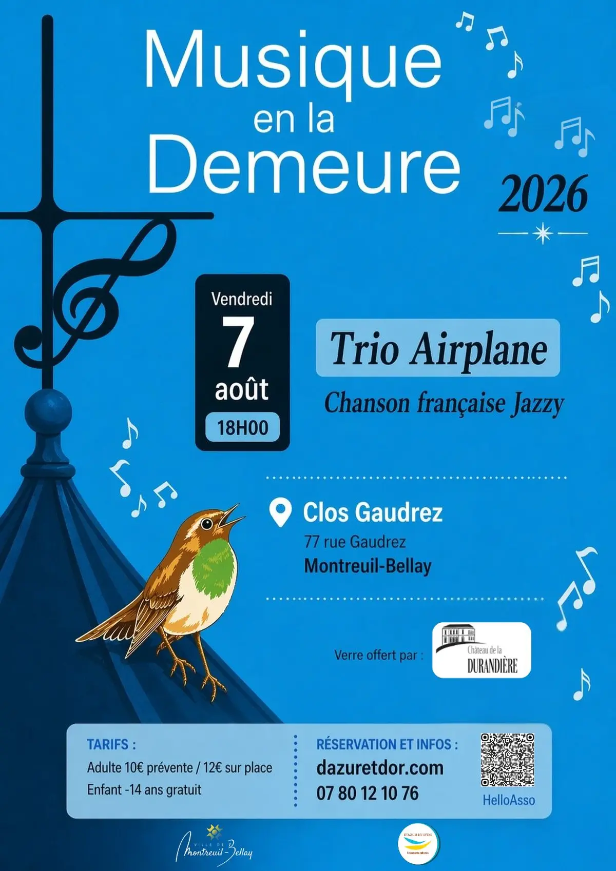 Musique en la demeure - Trio Airplane, chanson française jazzy