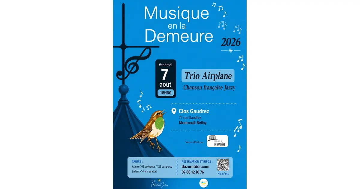 Musique en la demeure - Trio Airplane, chanson française jazzy