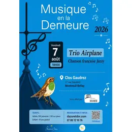Musique en la demeure - Trio Airplane, chanson française jazzy