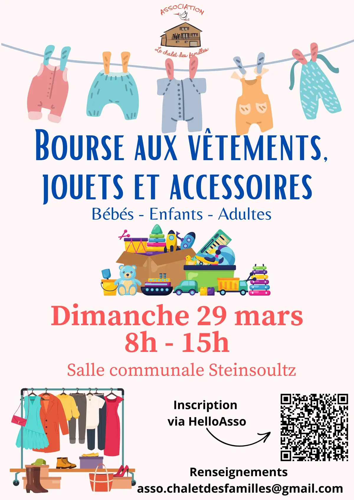 Bourse aux vêtements, jouets et accessoires pour bébés, enfants et adultes