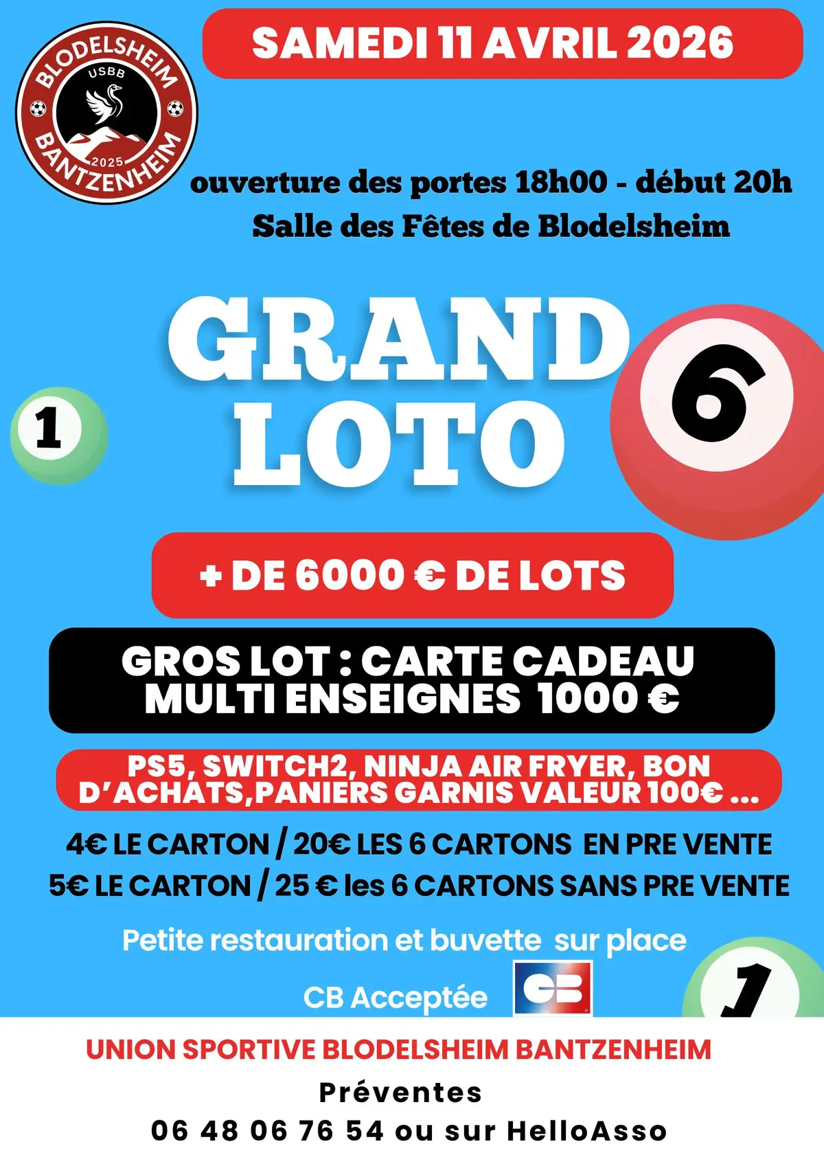 Grand loto de l'Union Sportive Blodelsheim Bantzenheim