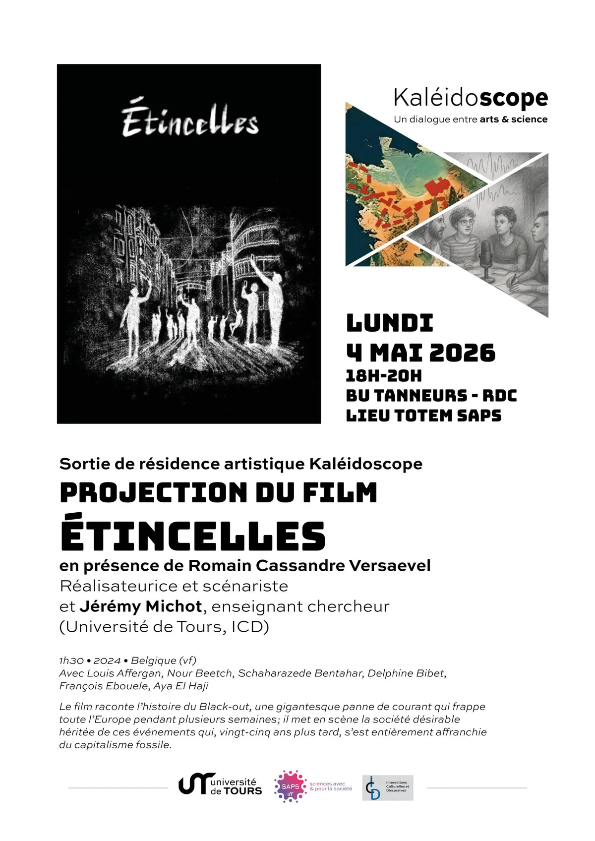Projection du film Étincelles, Documenteur de Romain Cassandre Versaevel