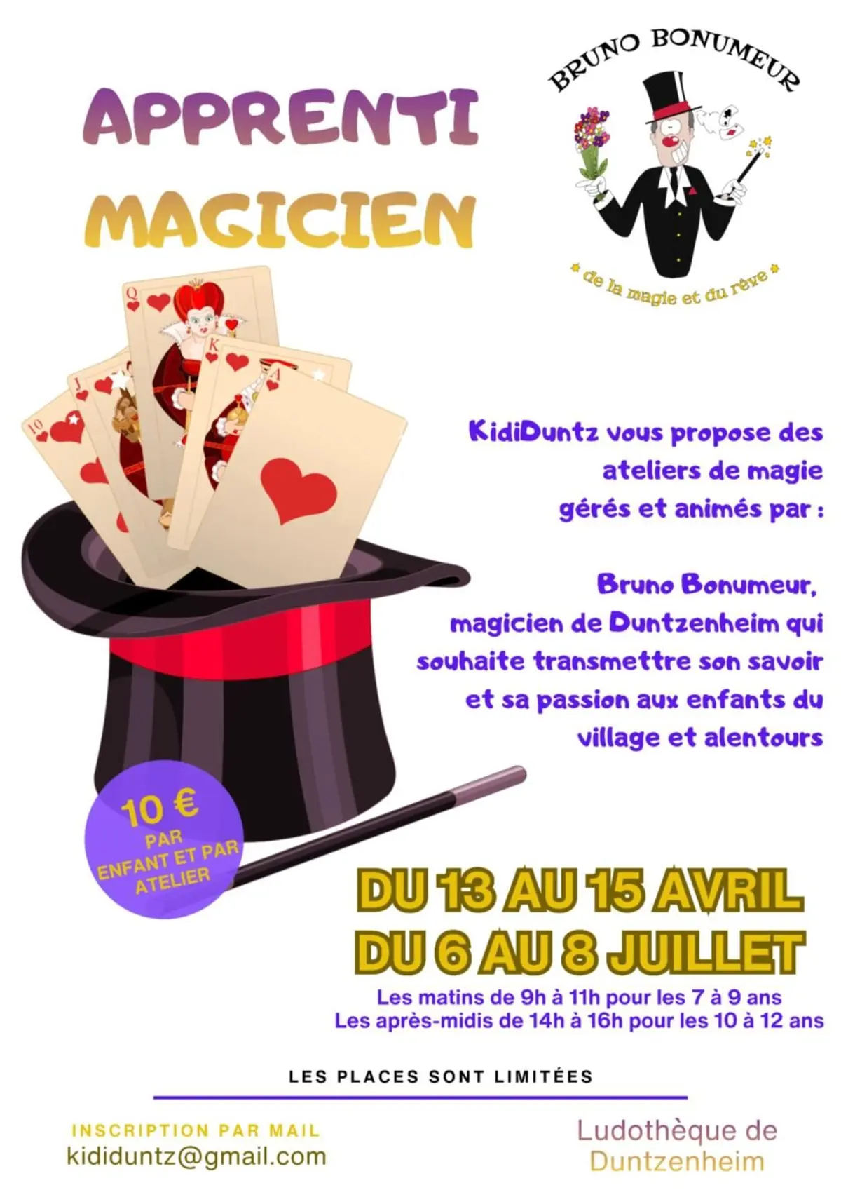 Ateliers magie : vacances juillet 2026