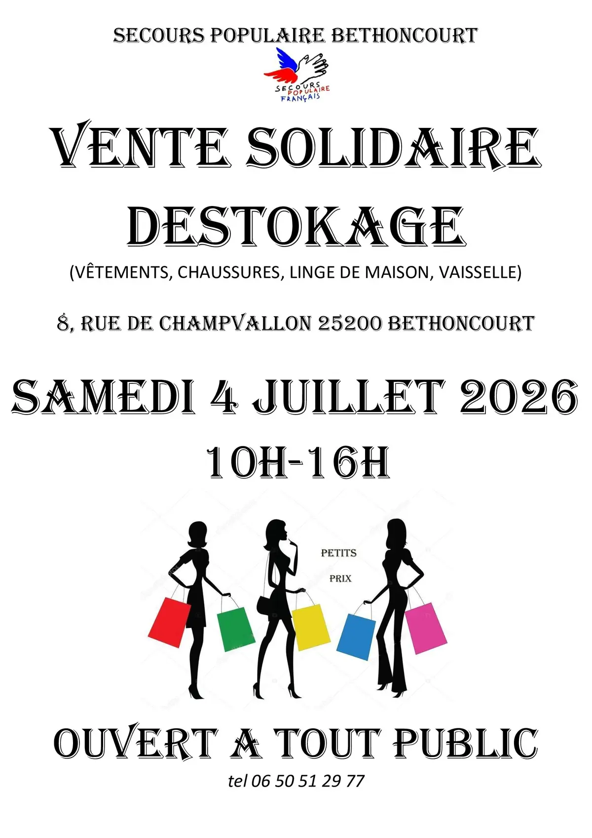 Vente solidaire déstockage  -Secours Populaire 