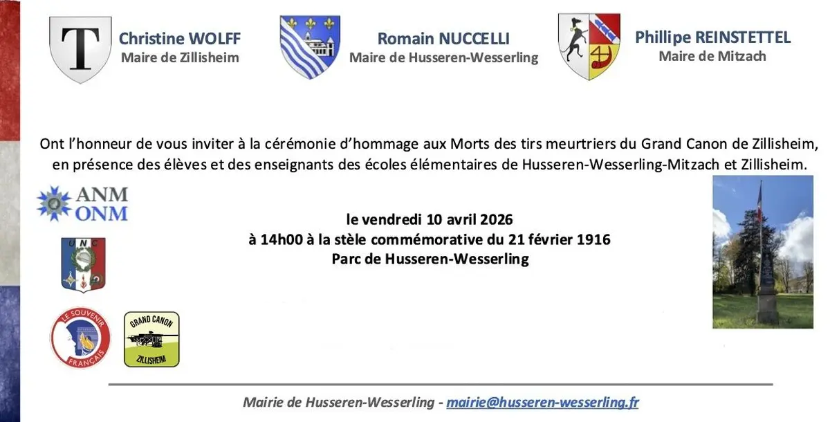 Cérémonie aux victimes des tirs du Grand Canon de Zillisheim sur Wesserling