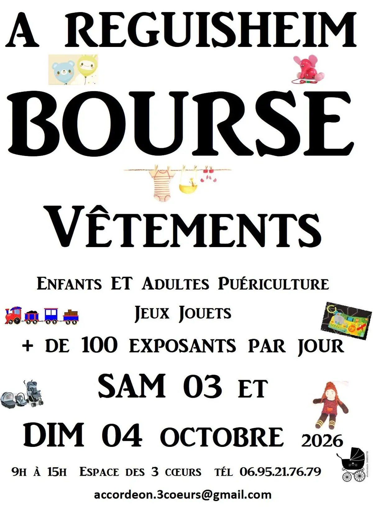 Bourse aux vêtements enfants, adultes, jeux, jouets, matériel de puériculture