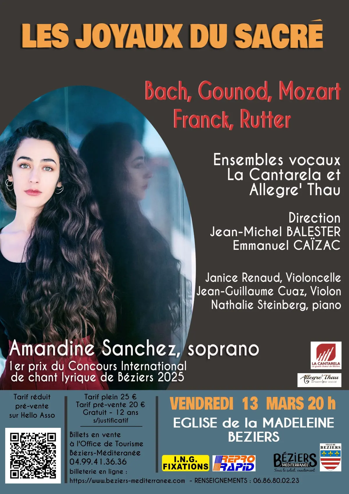LES JOYAUX DE LA MUSIQUE SACREE - Béziers Eglise Madeleine - 13 MARS 2026 - 20 h
