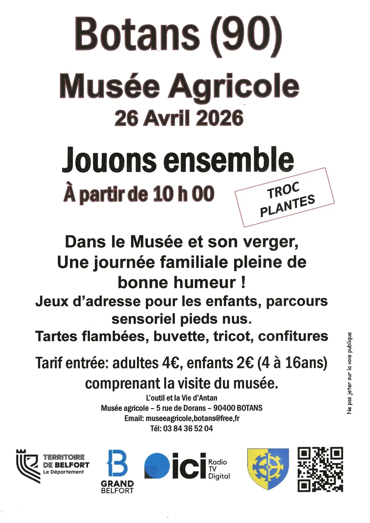 Jouons Ensemble - Journée familiale au musée agricole de Botans - 90