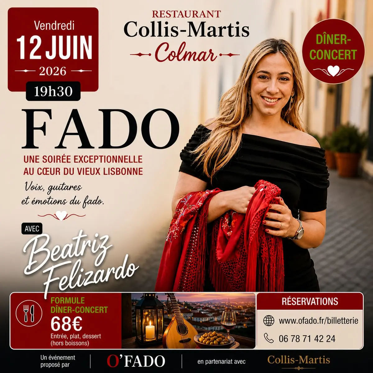 FADO - Grande Soirée Dîner-Concert avec Béatriz Felizardo Vend. 12 Juin