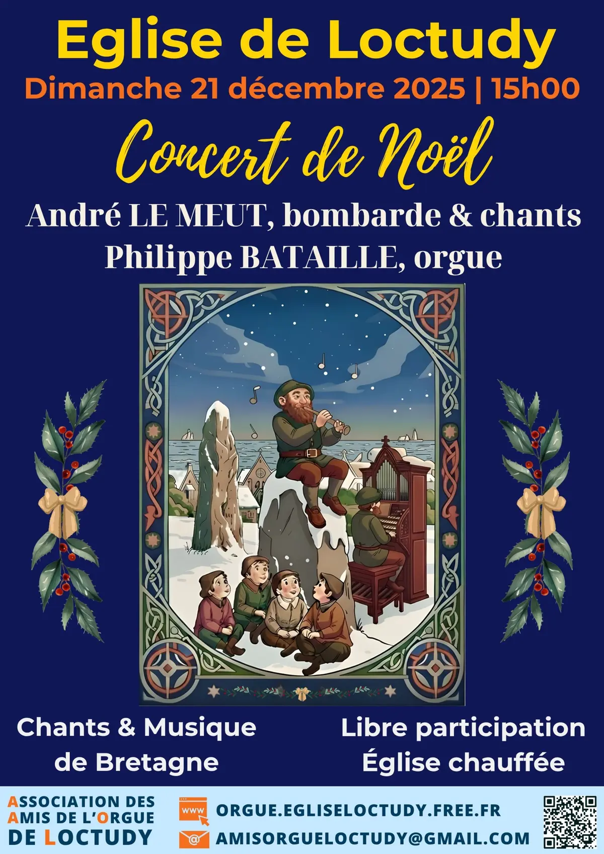 Concert de Noël, Bombarde et orgue avec André Le Meut et Philippe Bataille