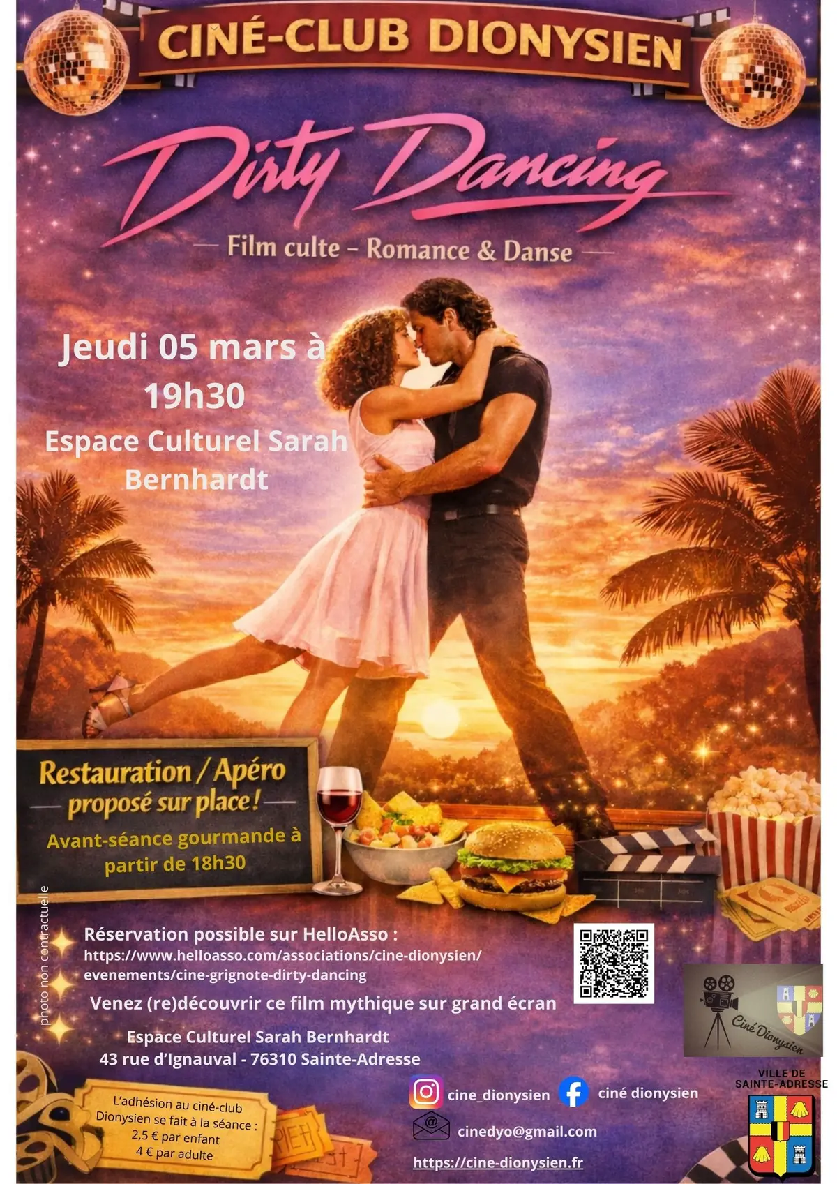 Soirée ciné-grignote Dirty Dancing par le Ciné-club Dionysien