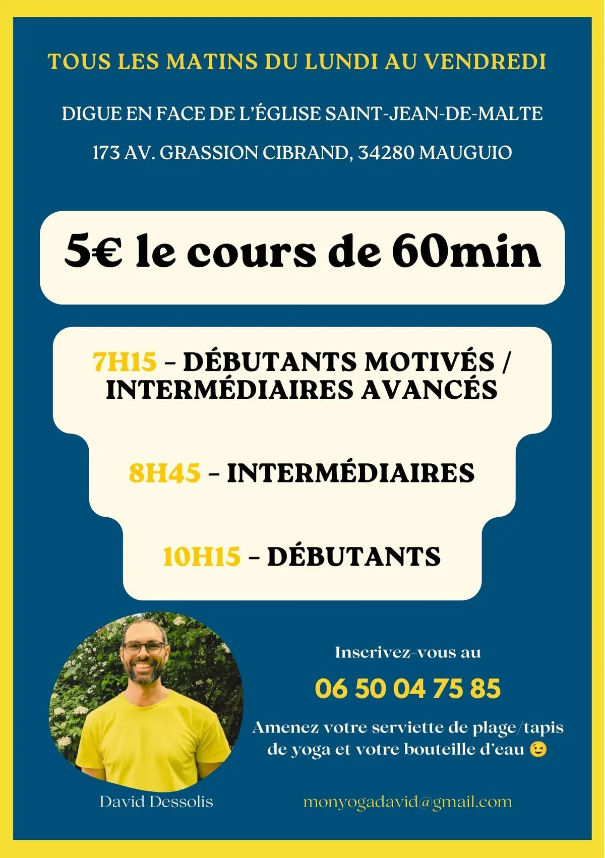 Yoga à Carnon Plage 5€ le cours - 3 cours tous les matins - Tous niveaux