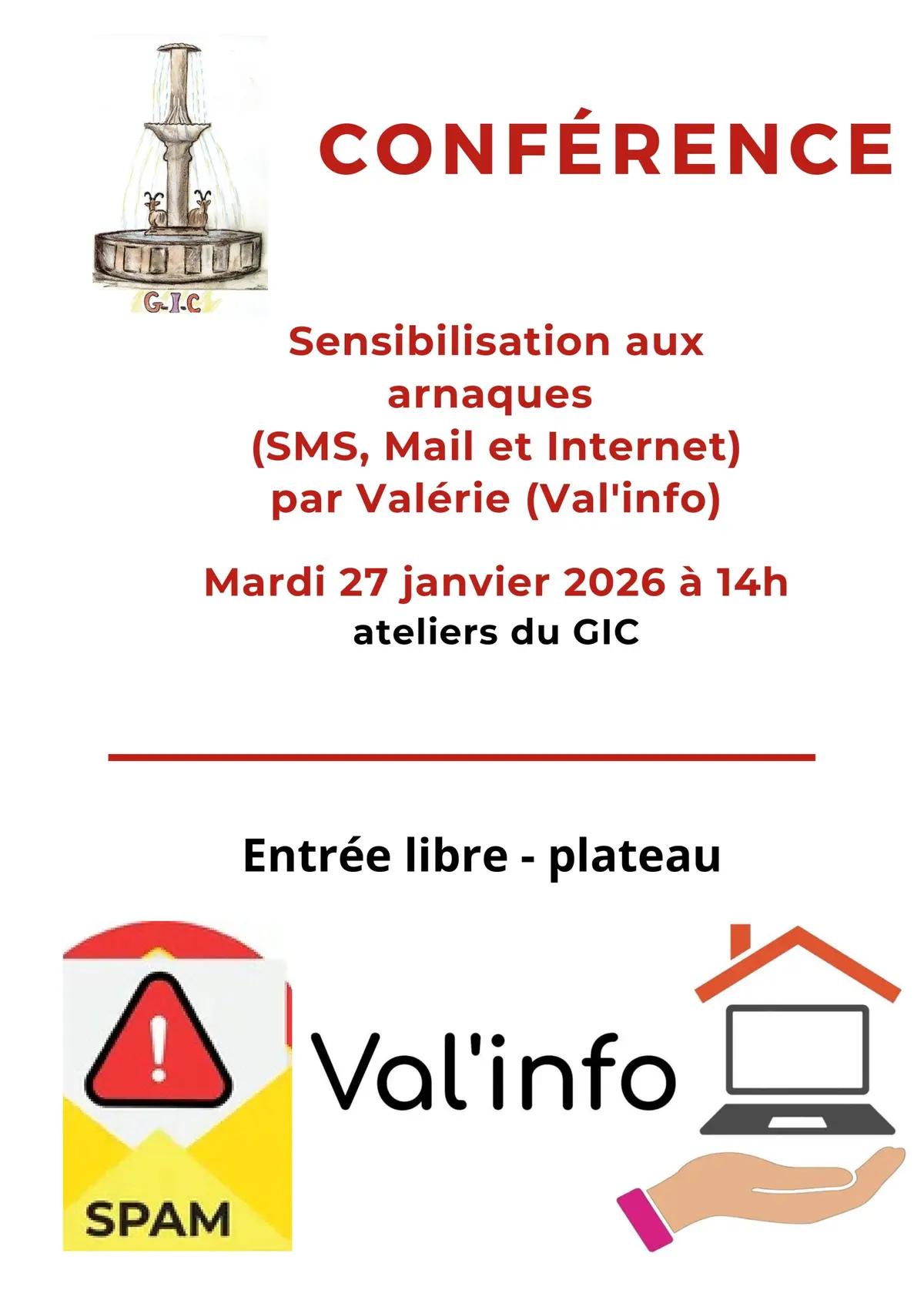 Conférence de sensibilisations aux arnaques (SMS, Mail et Internet)