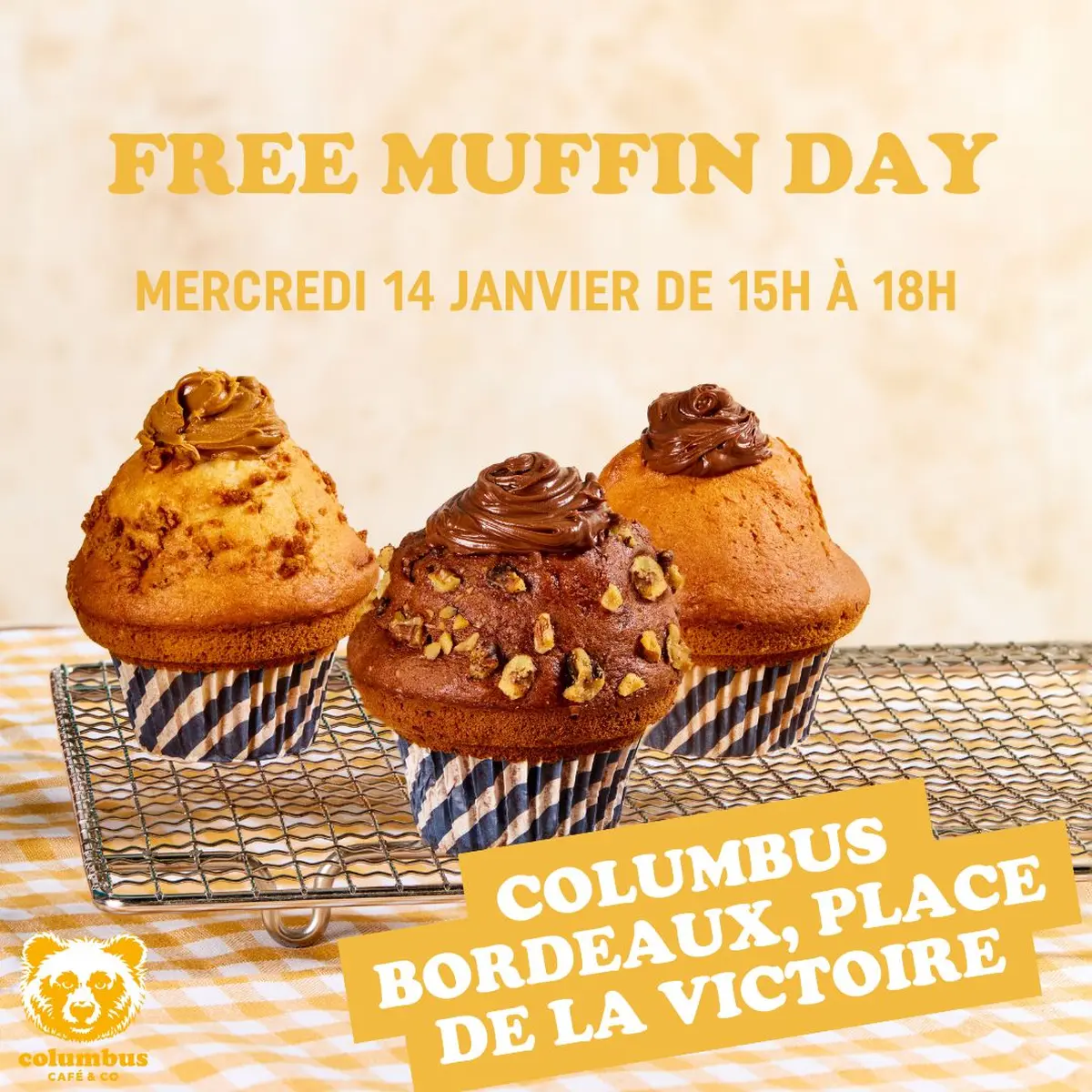 Columbus Café organise un Free Muffin Day à Bordeaux.