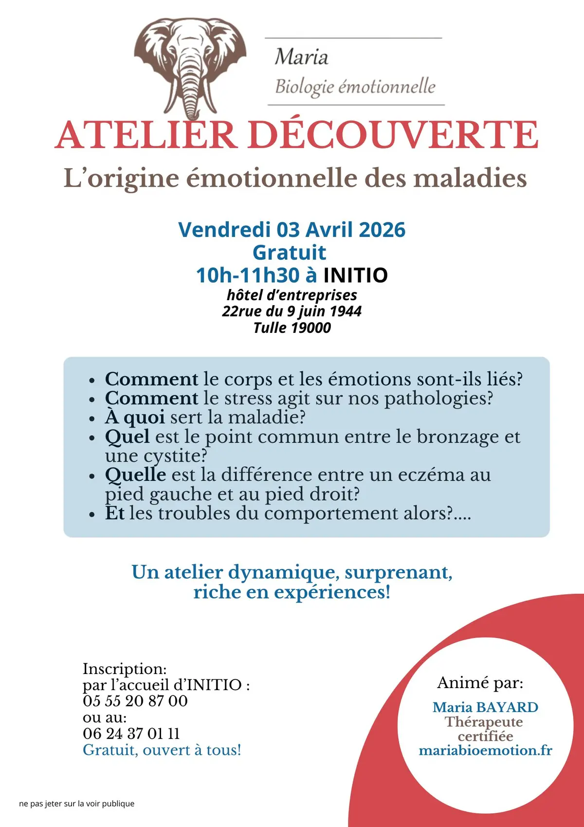 Atelier gratuit découvrir l'origine émotionnelle des maladies