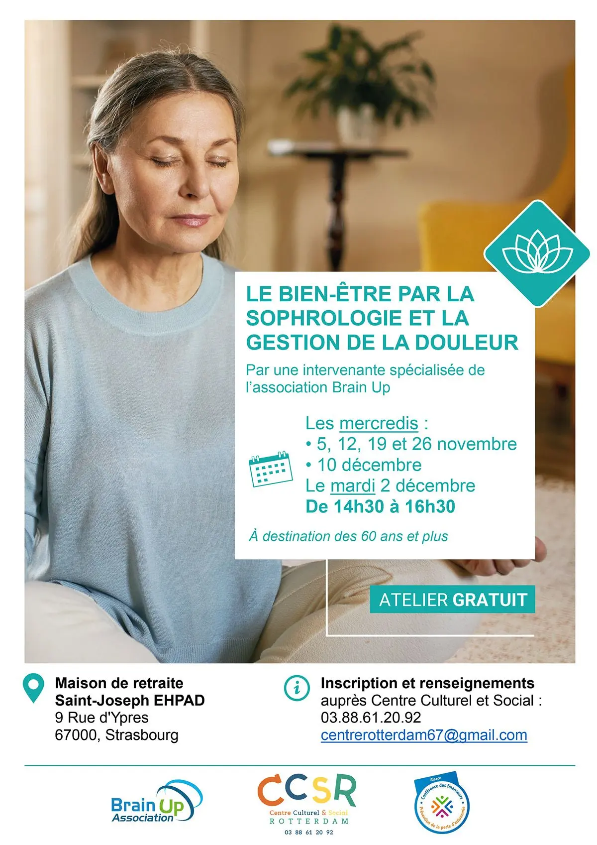 Atelier séniors : Le bien-être par la sophrologie et la gestion de la douleur