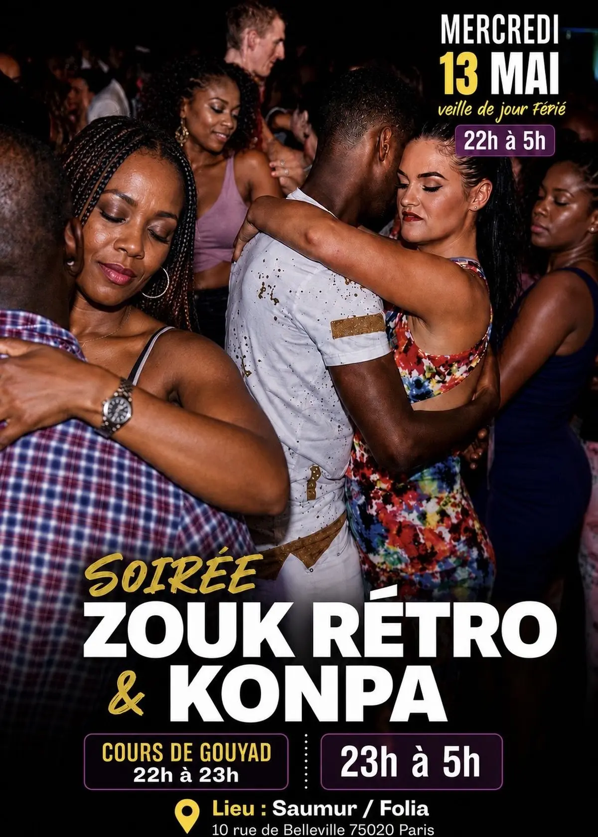 Soirée zouk rétro et konpa veille de jour férié à Paris 