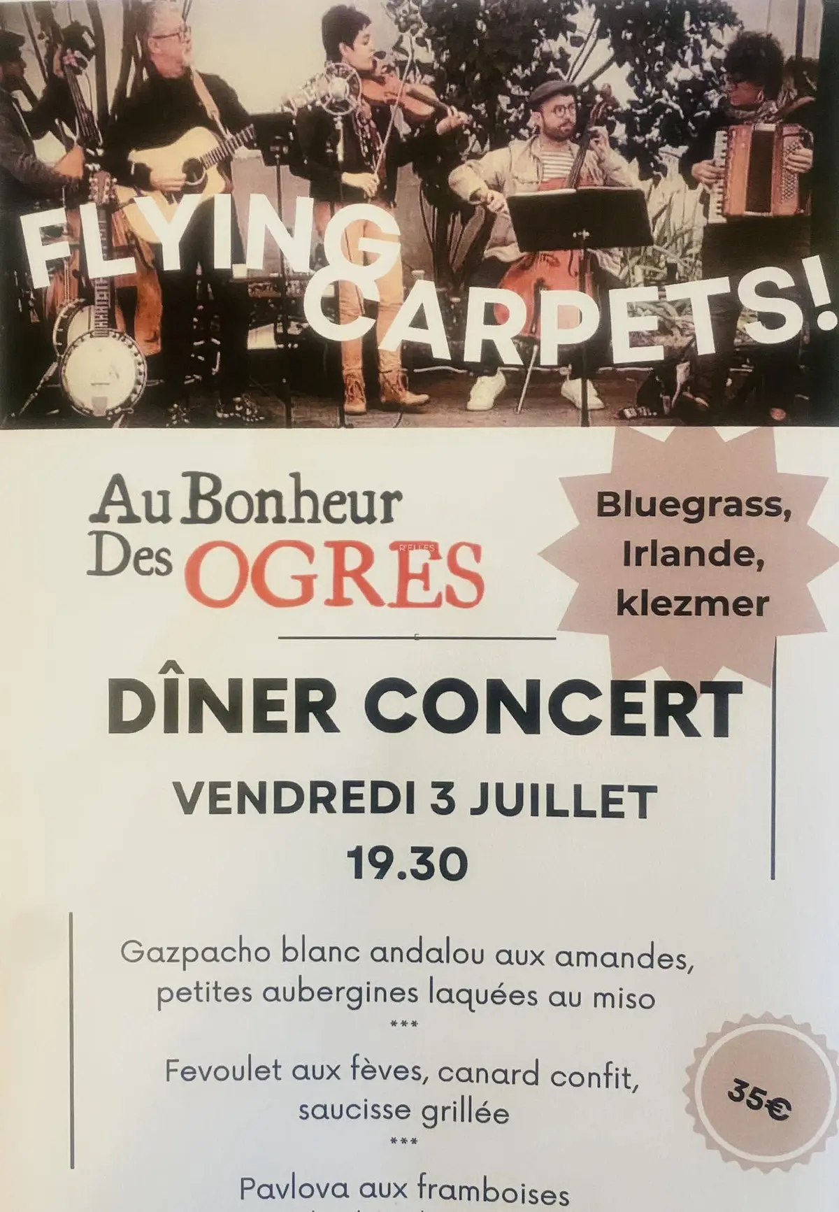 Diner concert Avec The flying Carpets