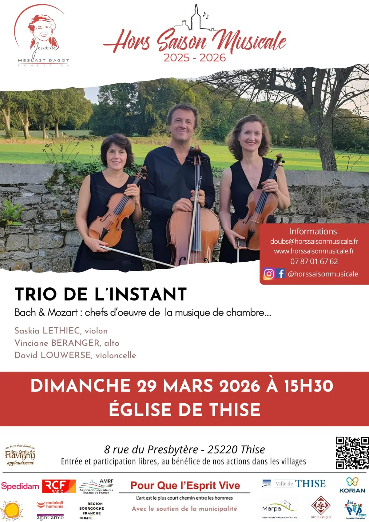 Trio de l'Instant en concert à Thise (violon, alto & violoncelle) !