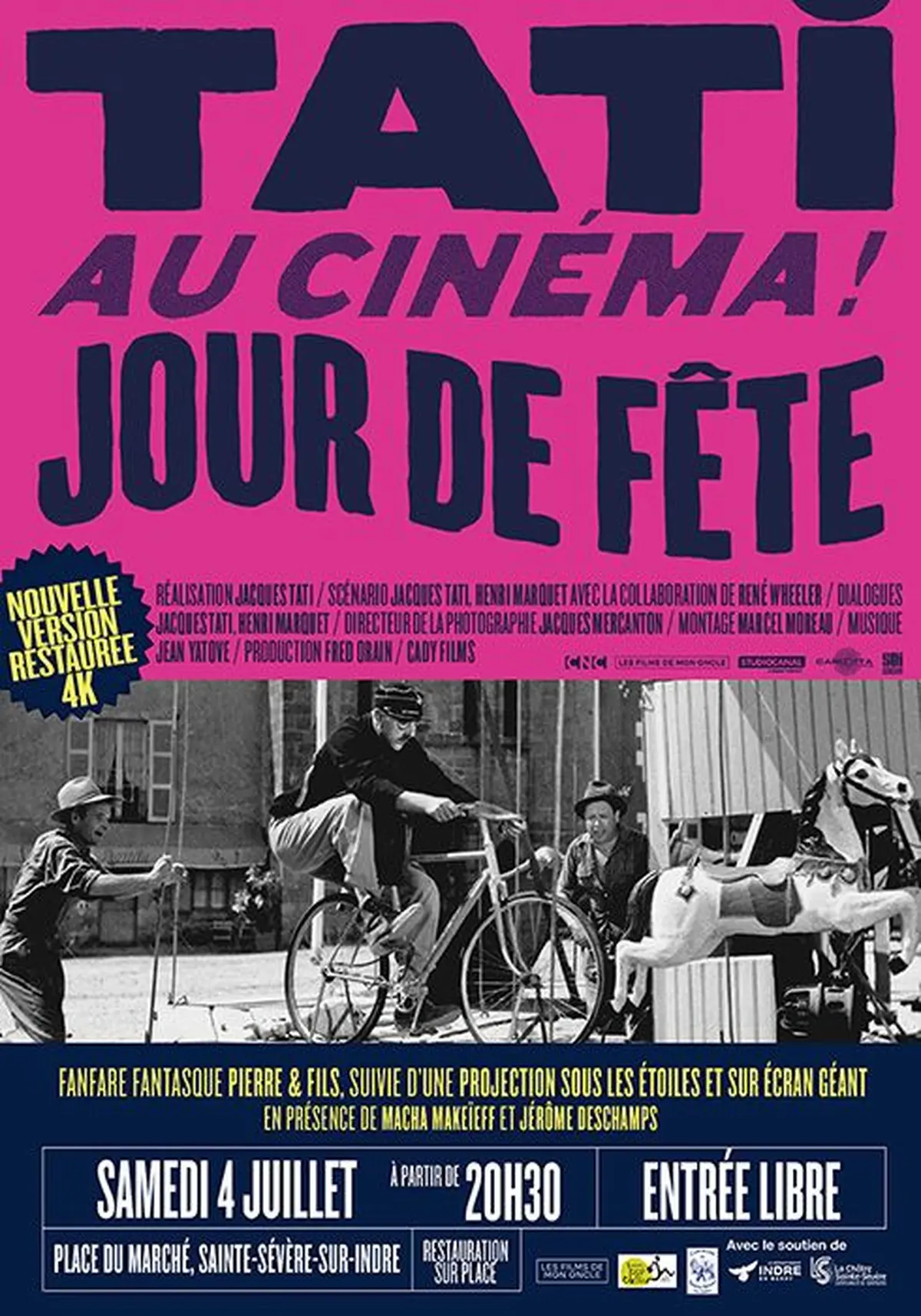 Projection en plein air de la version restaurée de Jour de Fête en 4K