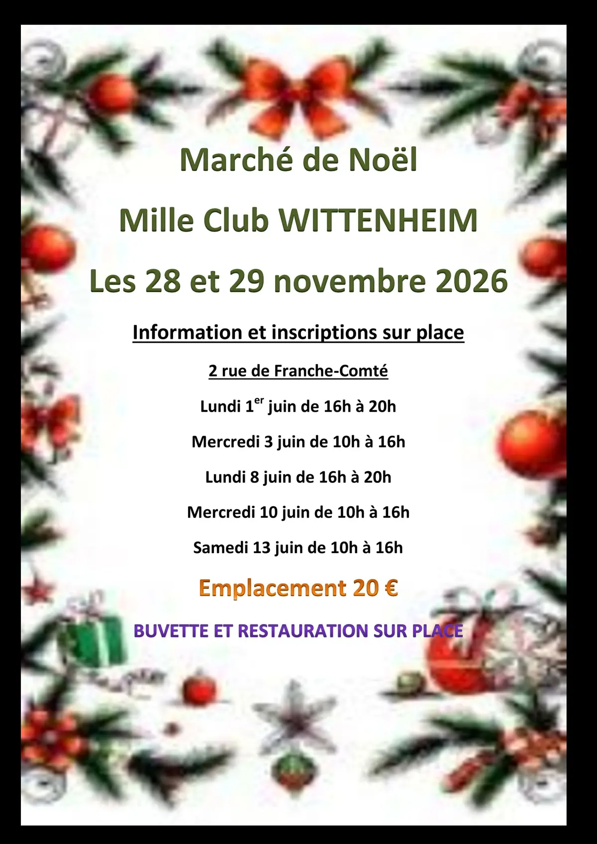 Marché de Noël  Mille Club Wittenheim Jeune-Bois