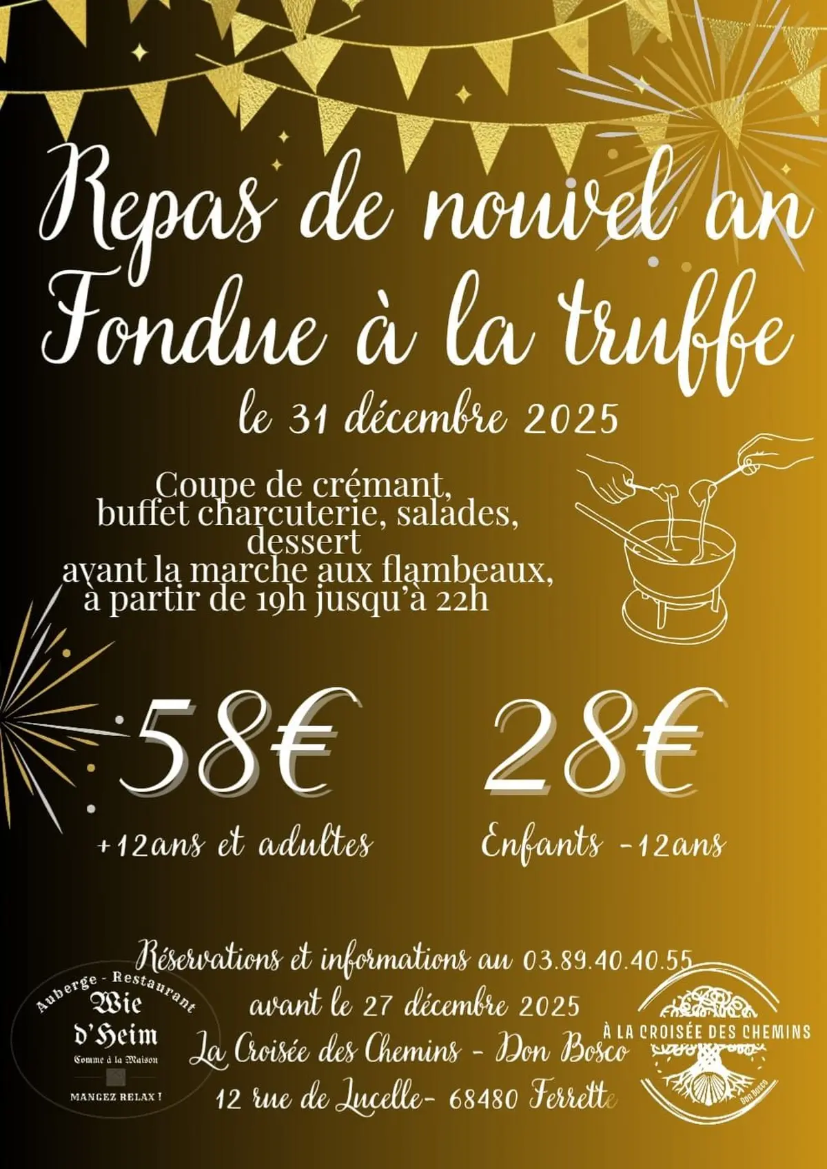 Fondue du nouvel an avant la marche aux Flambeaux