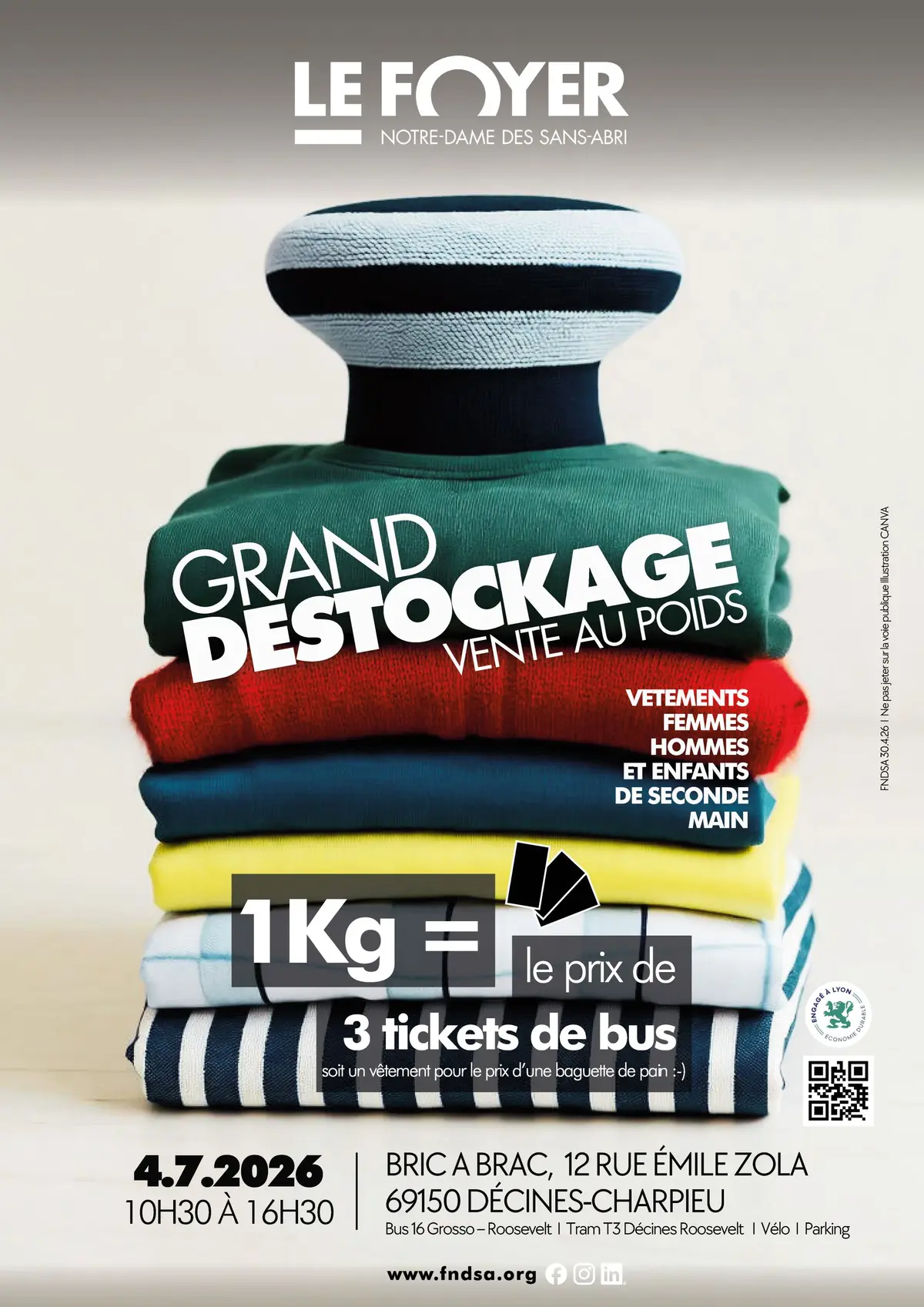 Grand déstockage de vêtements du Foyer Notre-Dame des Sans-Abri