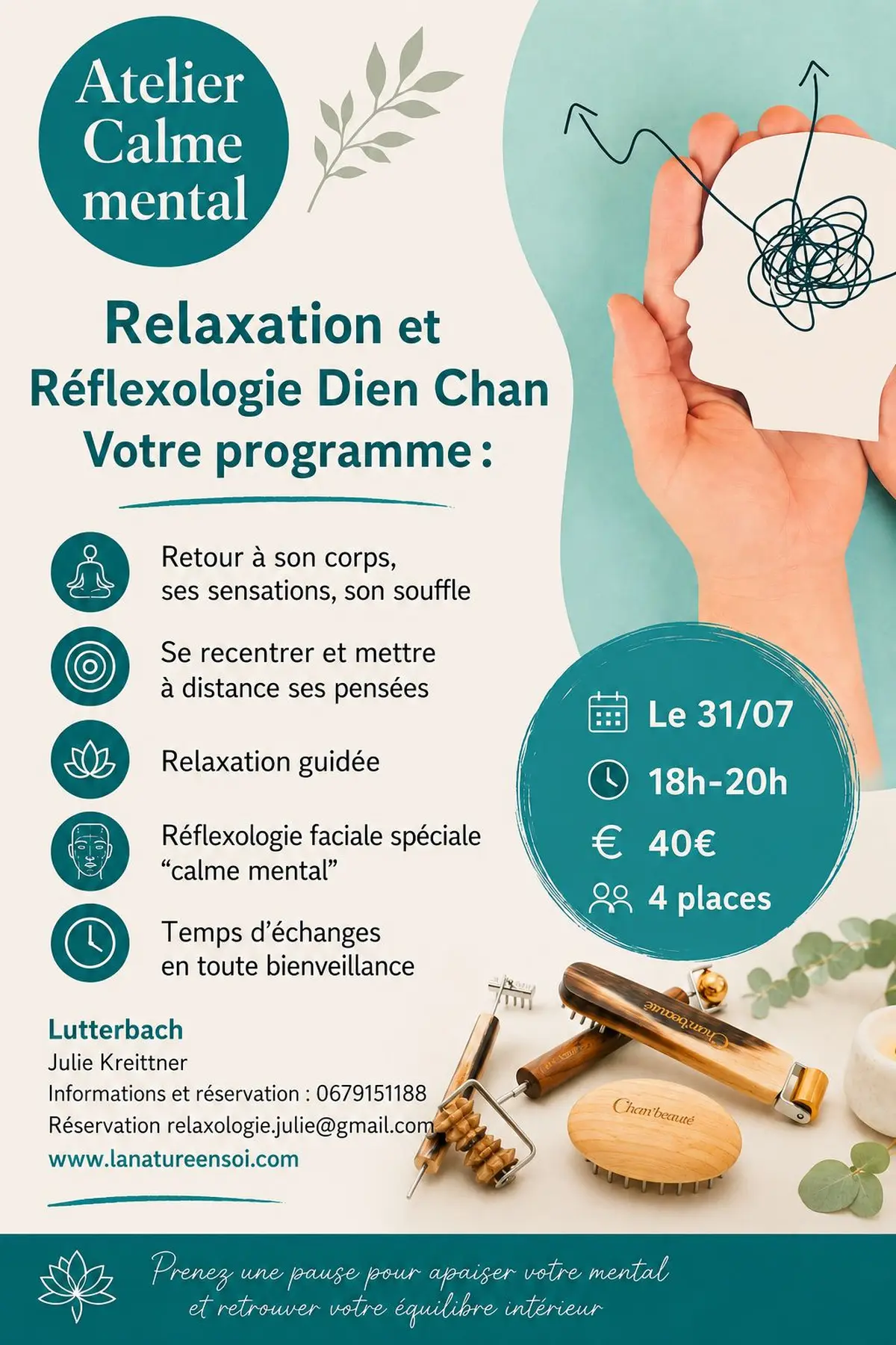 Calme mental relaxation et réflexologie façiale