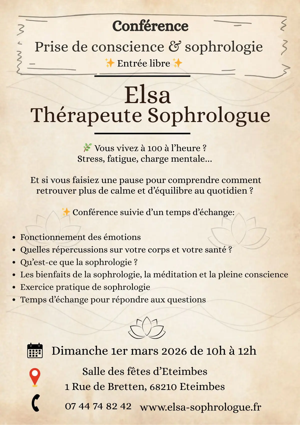 Conférence prise de conscience et sophrologie