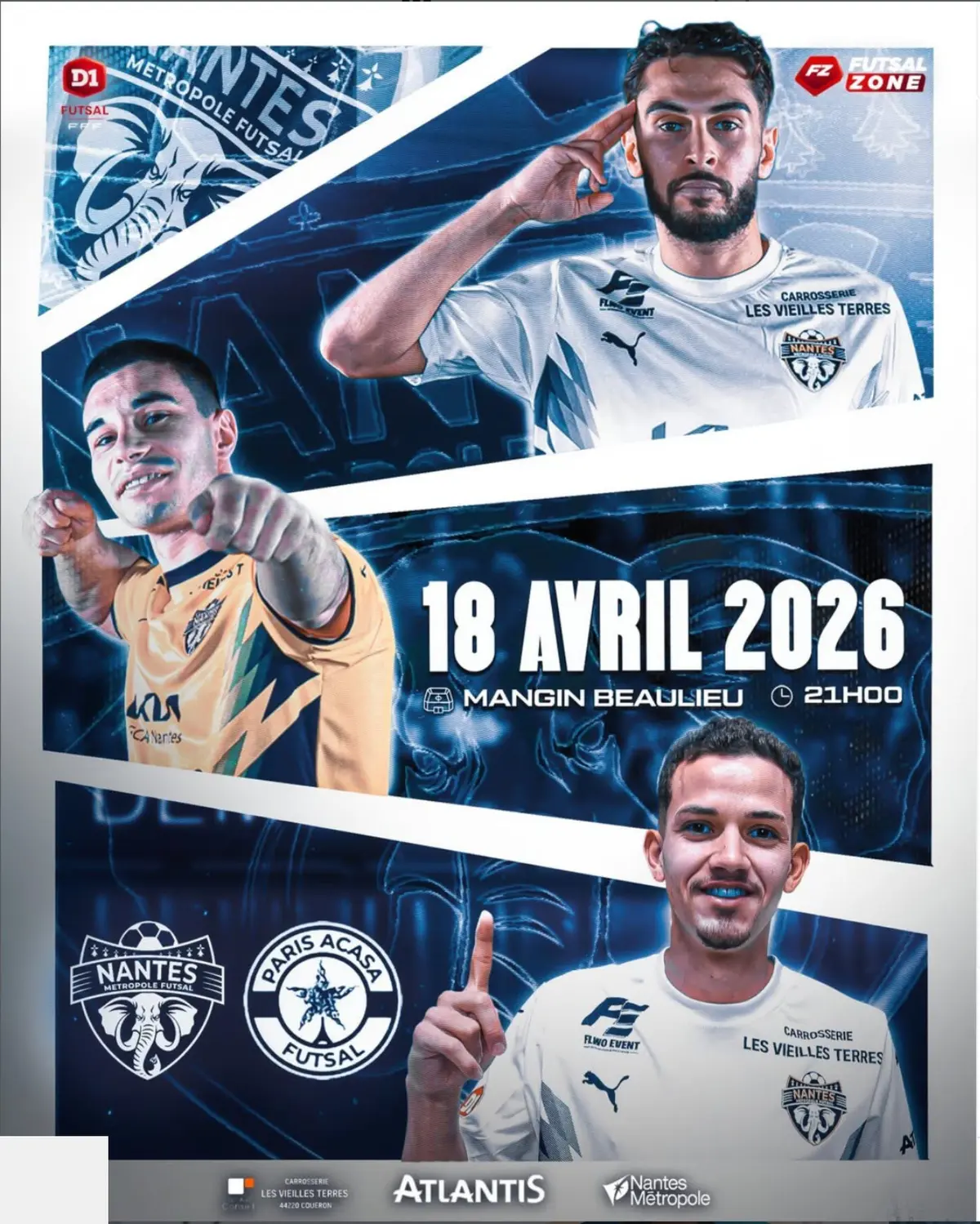 Nantes Métropole Futsal vs ACASA Paris Match de D1 Futsal – Journée 18