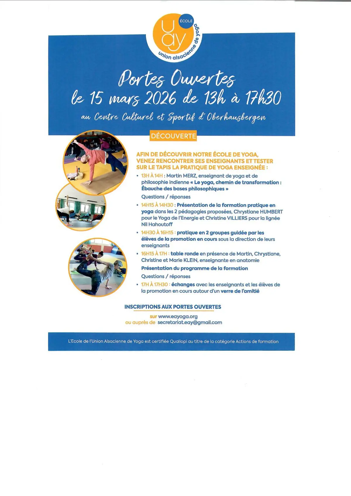 Formation d'enseignants de Yoga : portes ouvertes le 15 mars