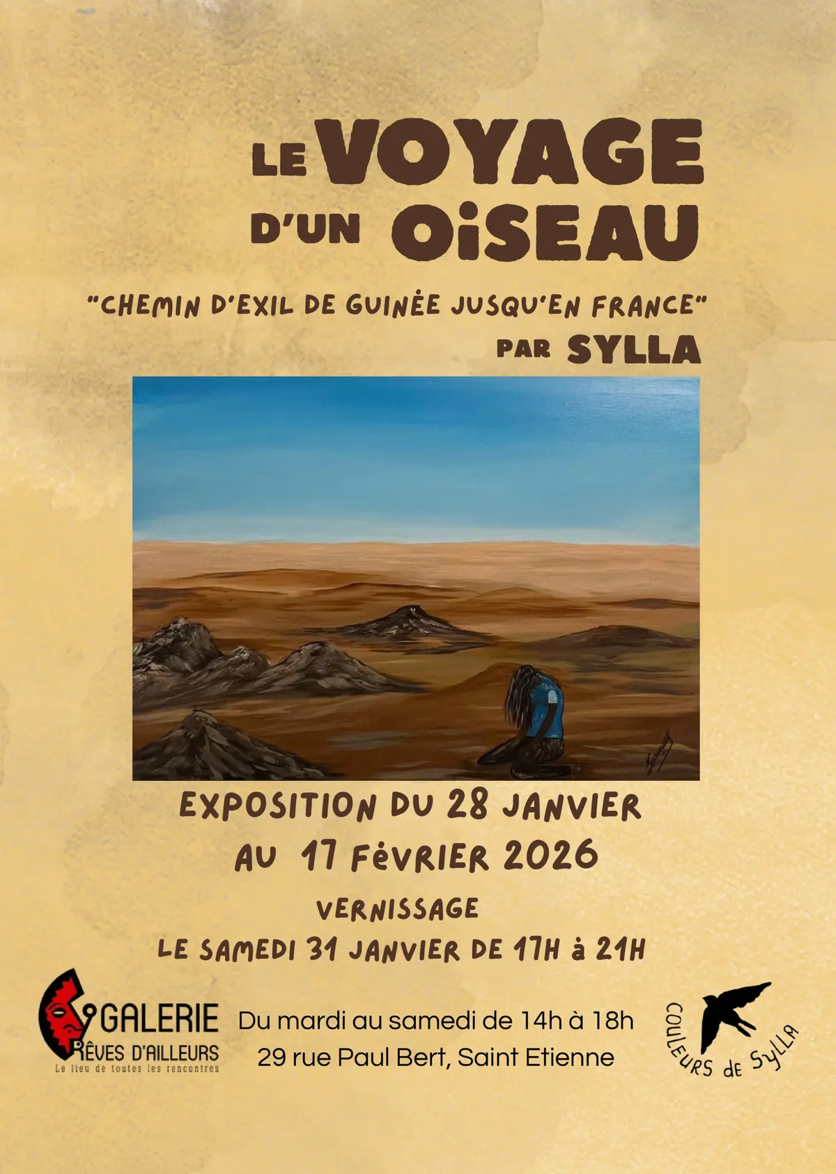 Le voyage d'un oiseau, chemin d'exil de Guinée en France par l'artiste Sylla