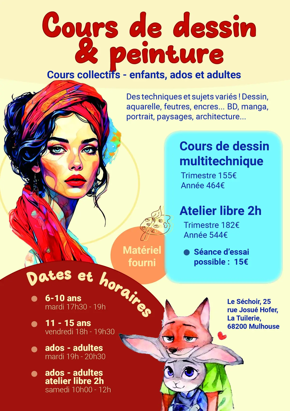 Cours de dessin et peinture