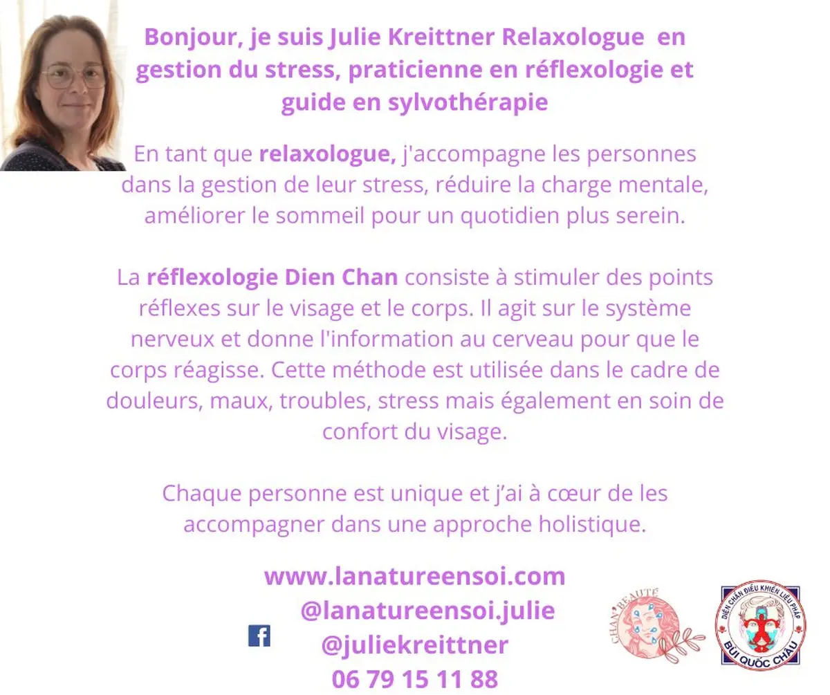 Julie Kreittner Relaxologue et praticienne en réflexologie Dien Chan