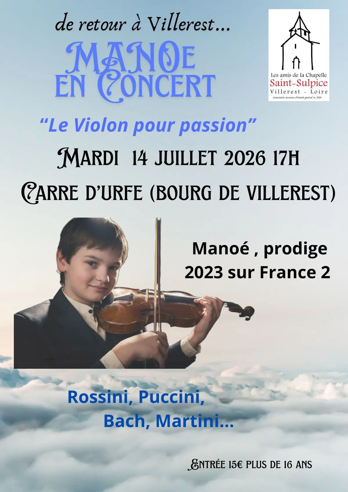 Concert Manoé Le violon pour passion